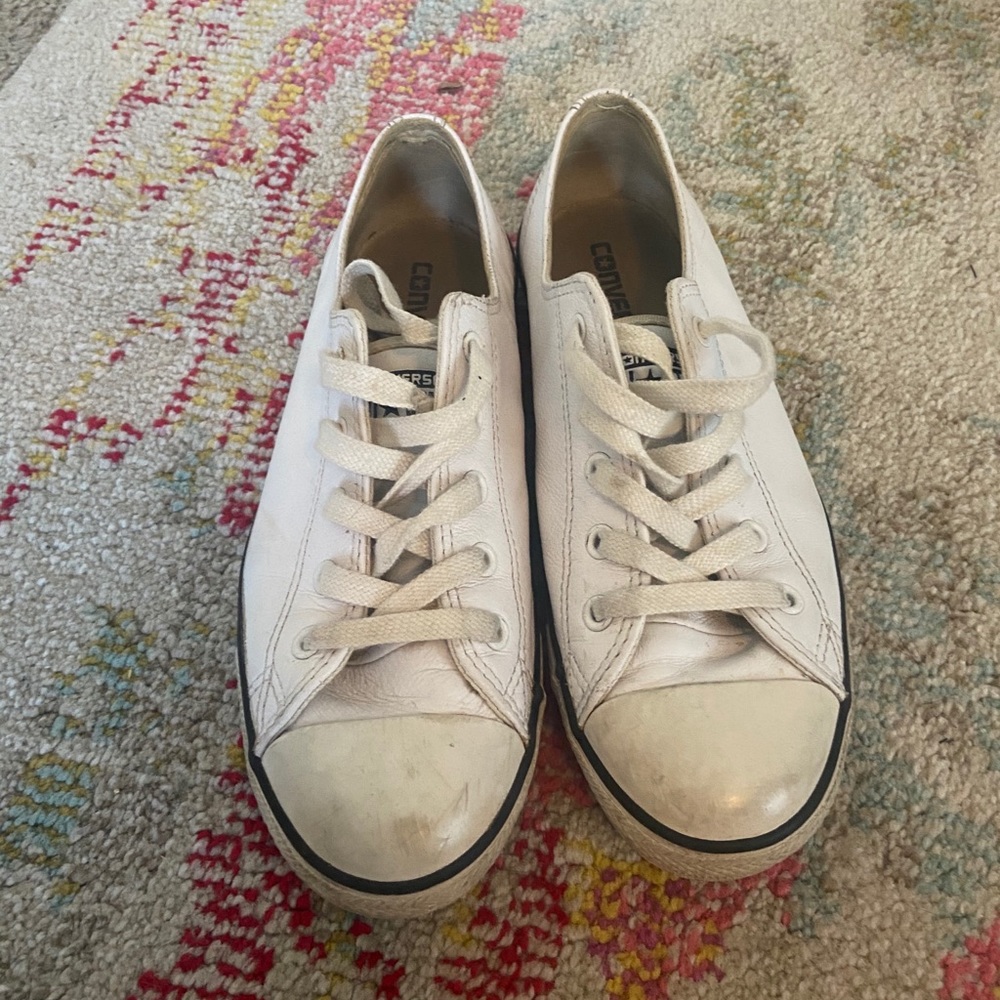 Converse white leather shoes